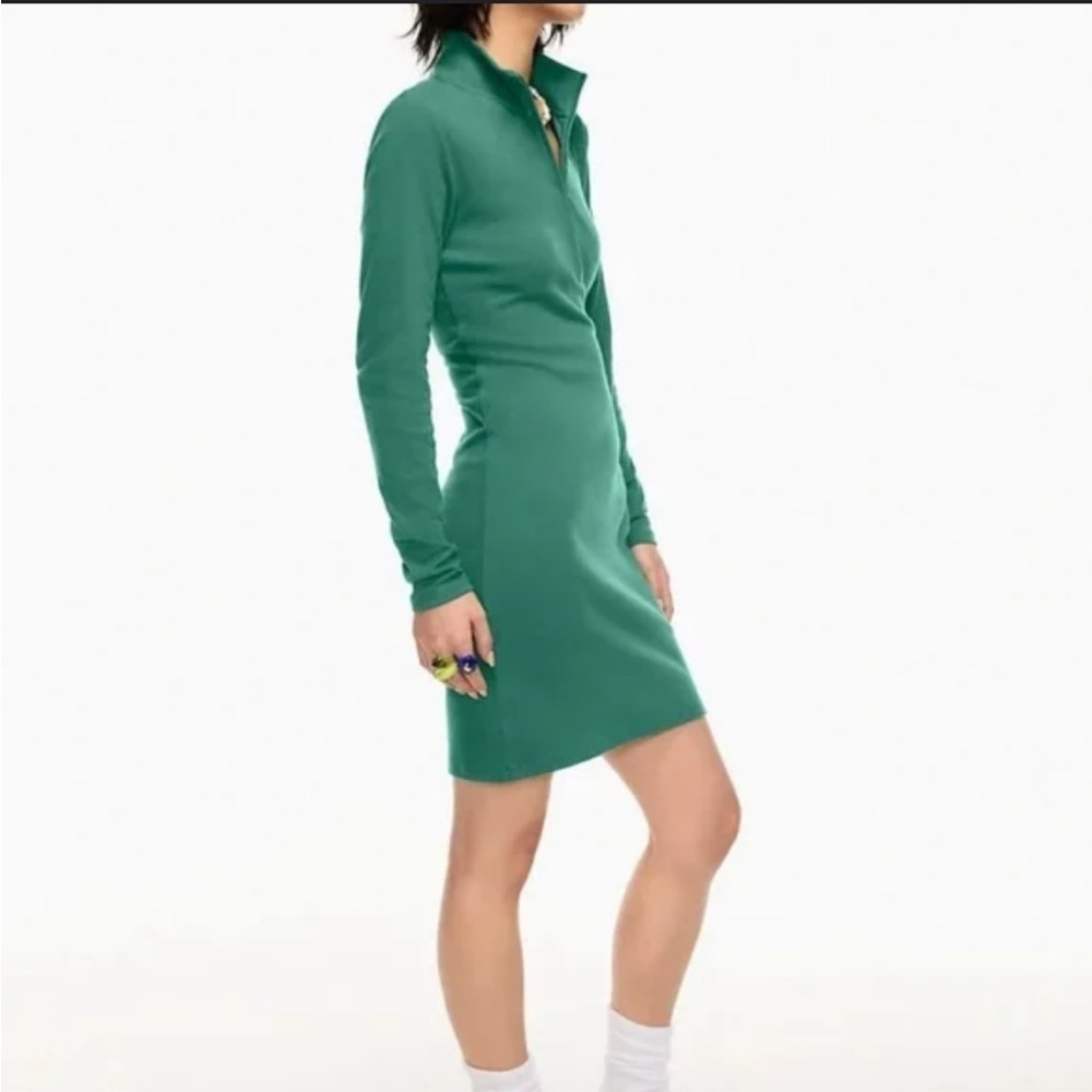 Aritzia Sunday Best Quarter Zip Green Long Sleeved Mini Dress Small